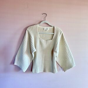 Mara Hoffman Jocelyn Cream Bell Sleeve Ribbed Knit Sweater – XS (Flexible Fit)